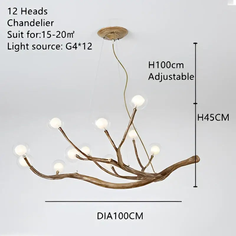 Antler style dark brown glass bubble led pendant light dining room