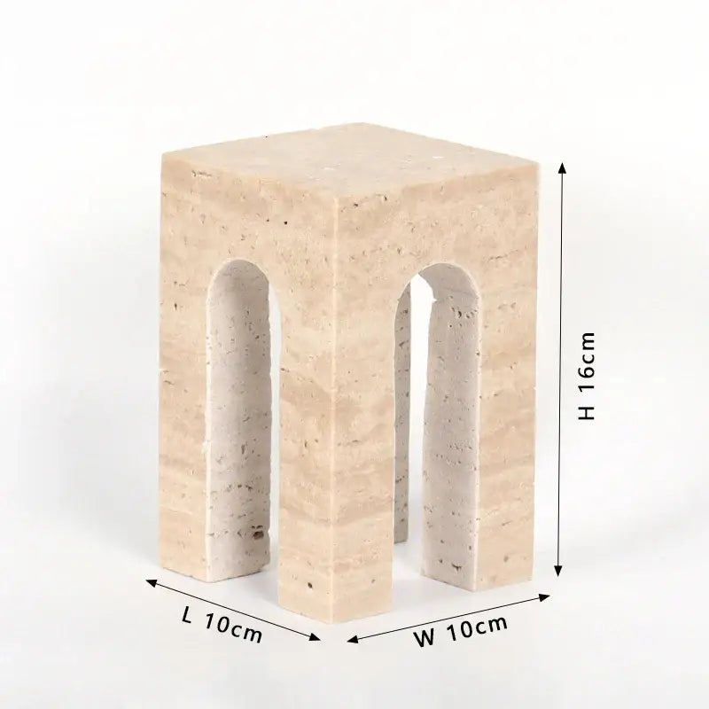Architectural beige travertine coffee table cabinet living room stool