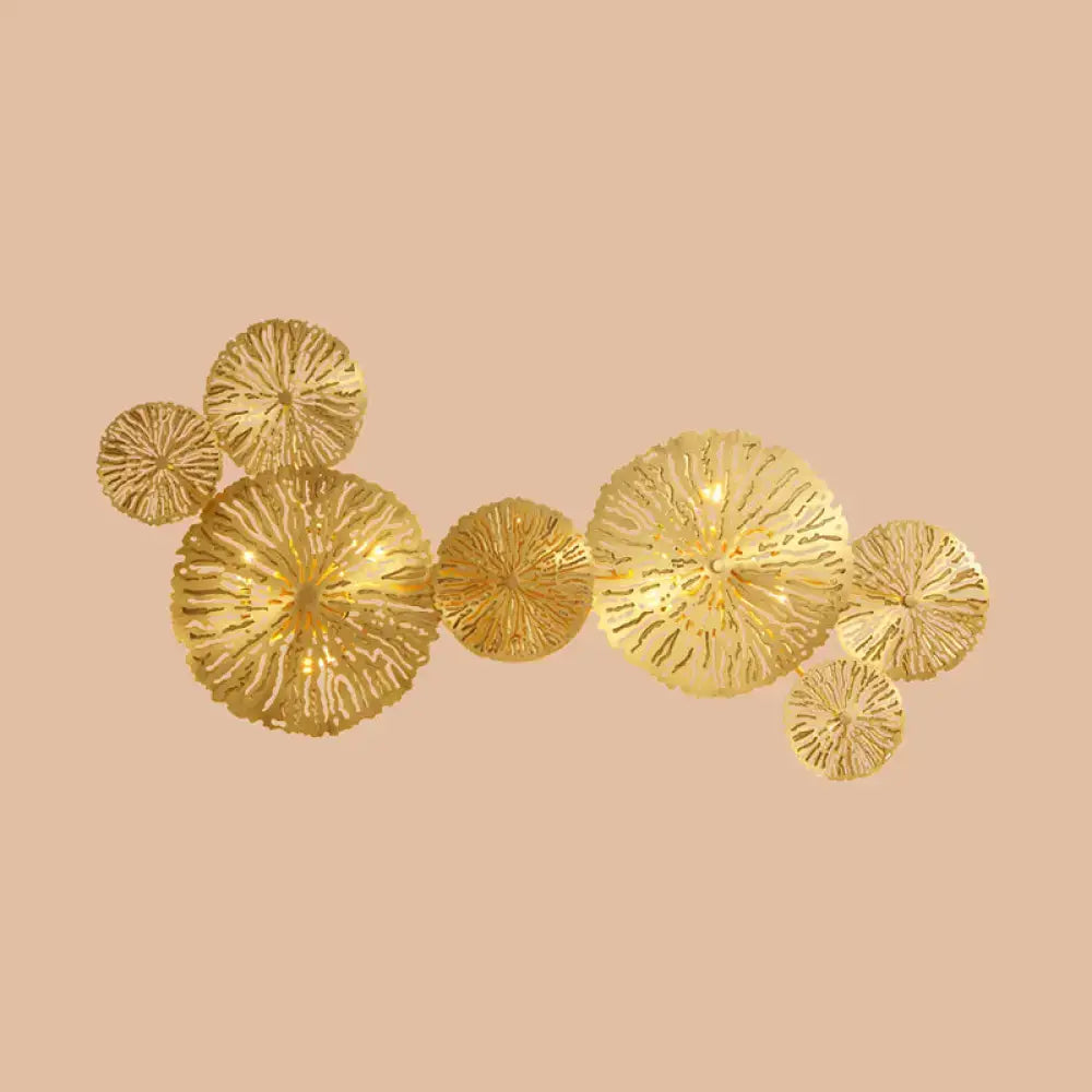 Art deco golden coral metal wall mount light fixture bedroom sconce