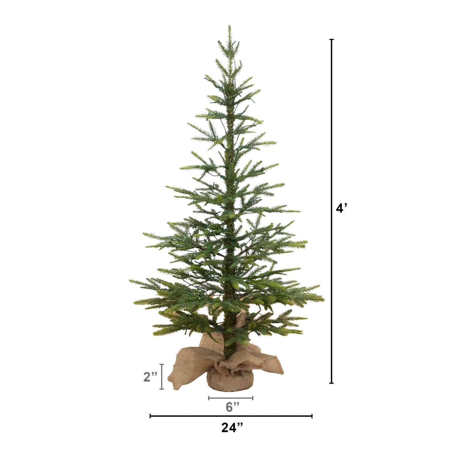 4’ Fraser Fir “Natural Look” Artificial Christmas Tree with 100 Clear LED Lights, a Burlap Base and 403 Bendable Branches