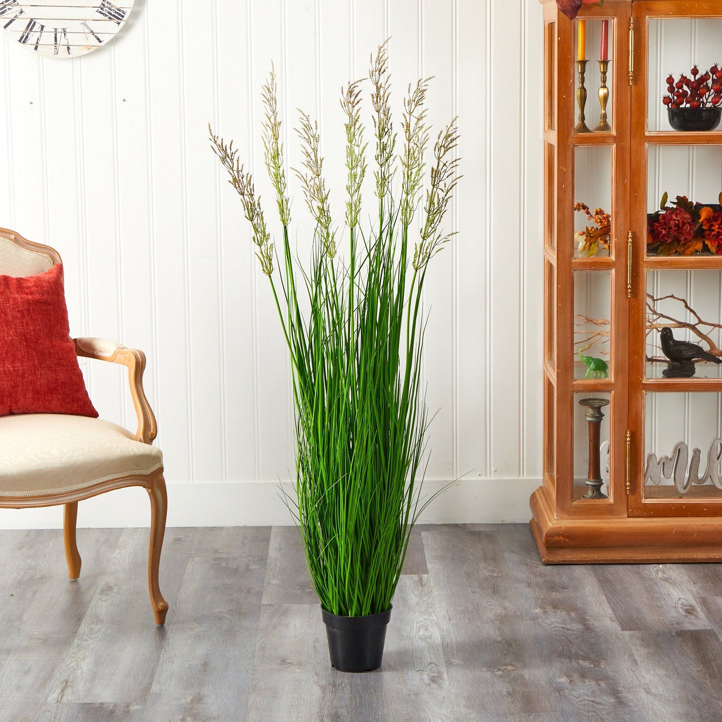 4.5’ Plum Grass Artificial Plant with Warm Plumes