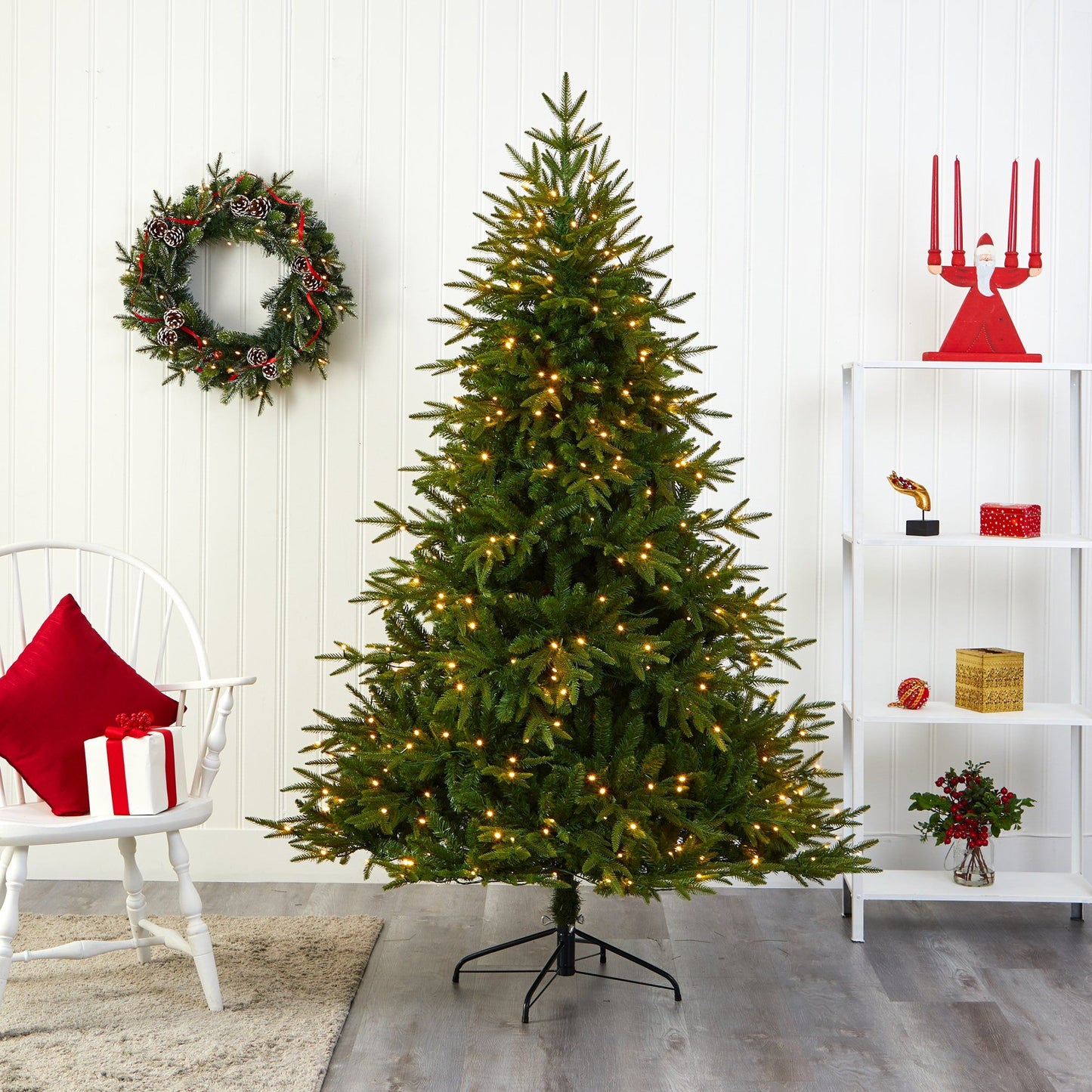 6’ Colorado Mountain Fir “Natural Look” Artificial Christmas Tree with 350 Clear LED Lights and 1704 Bendable Banches
