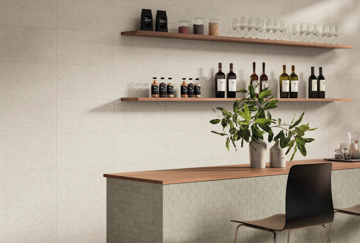 Veneer World Atelier Mood Limestone Combed Look Porcelain Accent Tiles 12x24