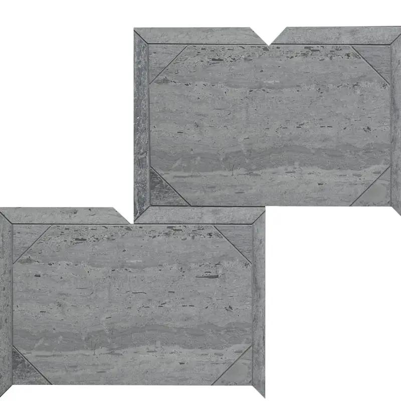 Athens Grey Dark Honed Baroque Marble Waterjet Mosaics 12 1/4x16 3/16