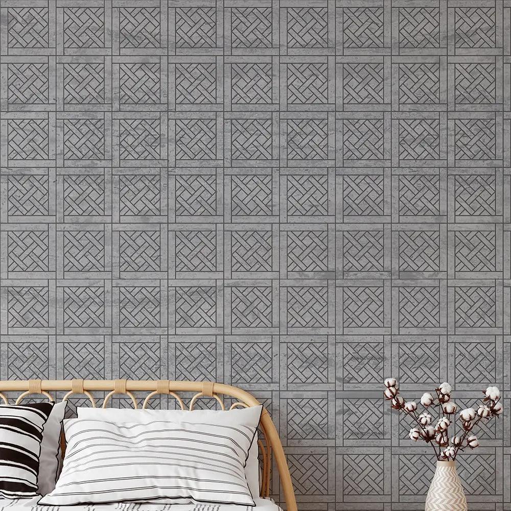Athens Grey Dark Honed Desing Bm 102 Waterjet Marble Mosaics 8 1/2x8 1/2