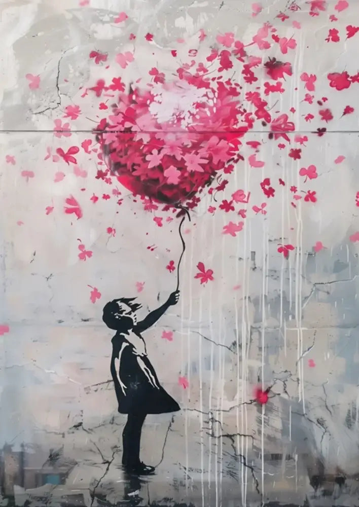 Banksy girl with balloon canvas print set of 6 living room wall art