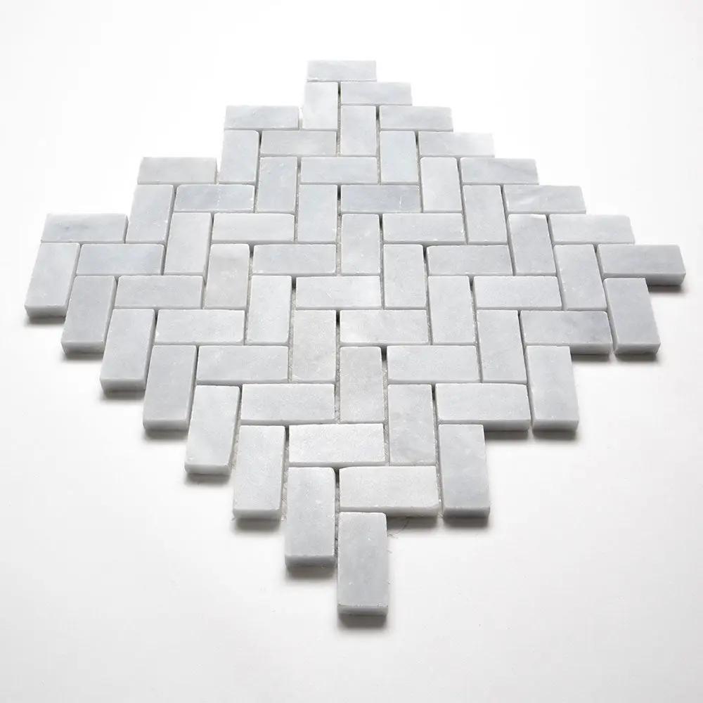 Bardiglio Light Honed Espiga 1x2 Marble Mosaics 11x11