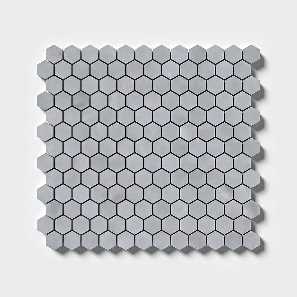 Bardiglio Light Honed Hexagon 1x1 Marble Mosaics 11 1/2x12 1/4