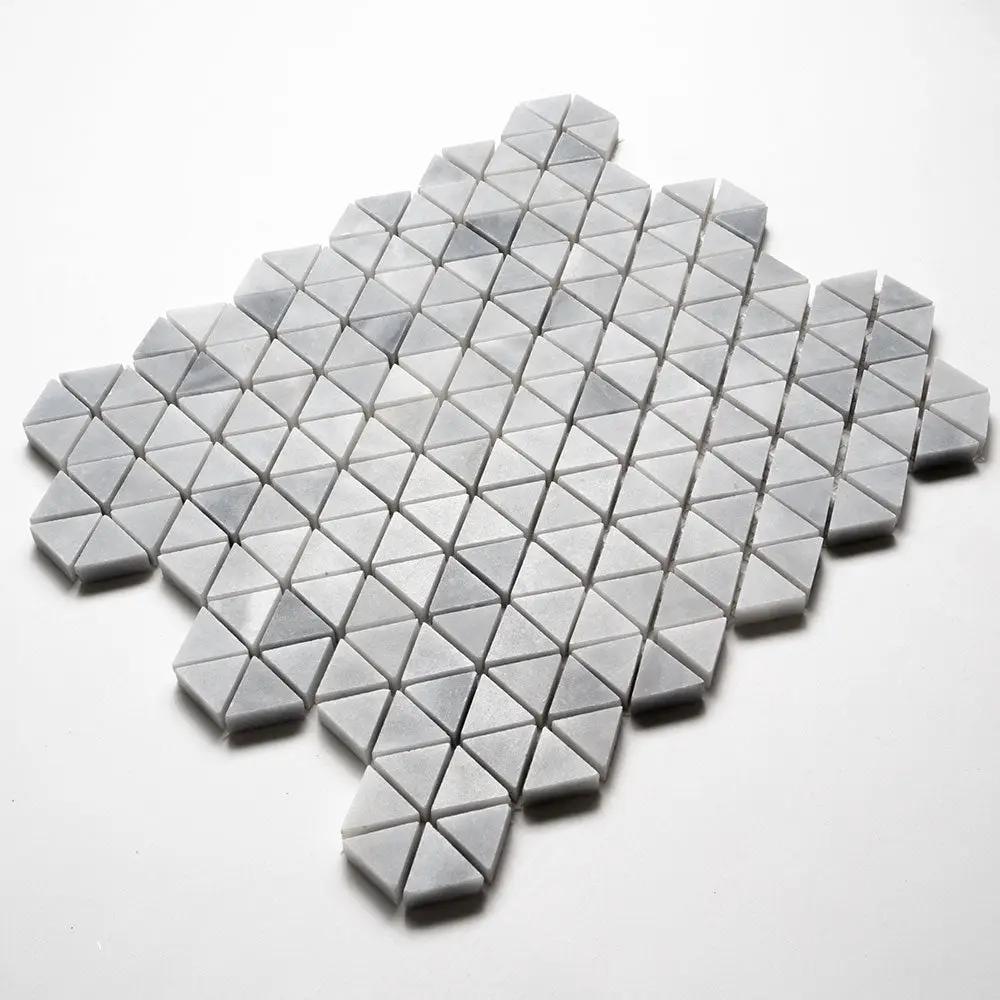 Bardiglio Light Honed Small Triad Marble Mosaics 10 3/16x11 13/16