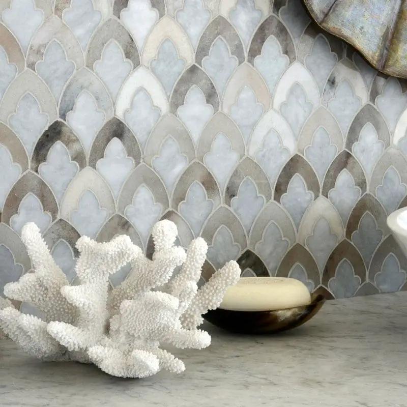 Bardiglio Light, Palisandro Multi Finish Sophia Marble Mosaics 8 3/4x13 1/2