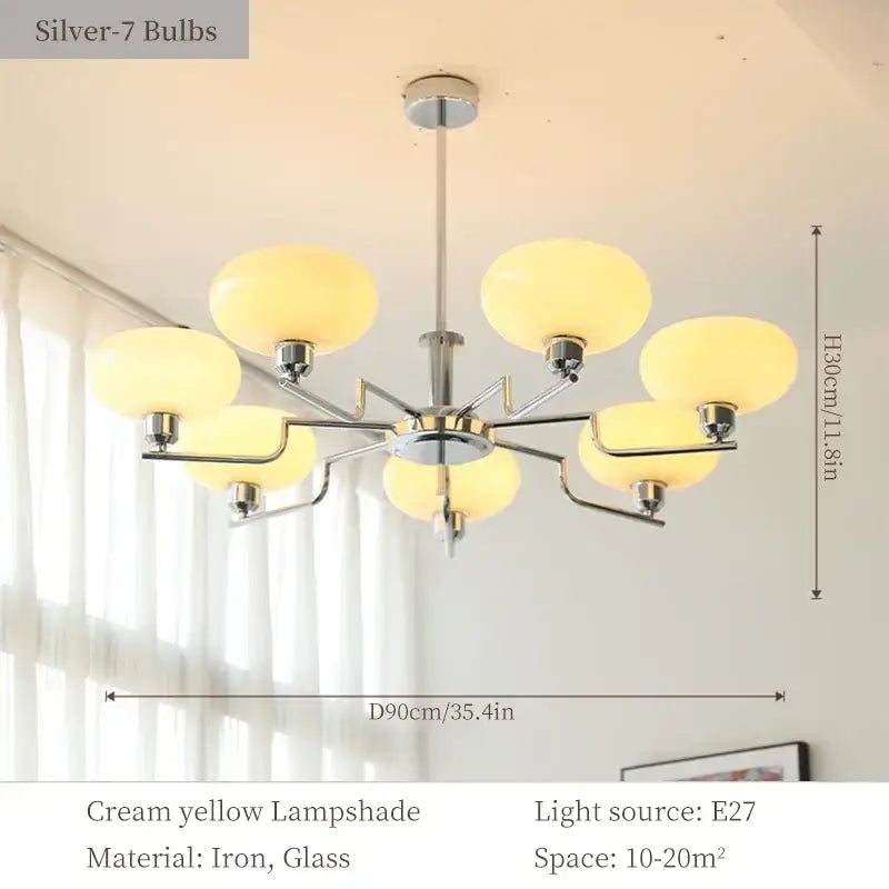 Bauhaus brass glass pendant chandelier for dining room