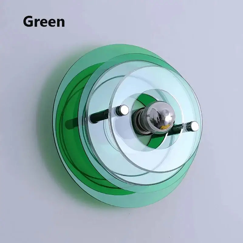 Bauhaus green & clear glass led wall sconces for bedroom living room