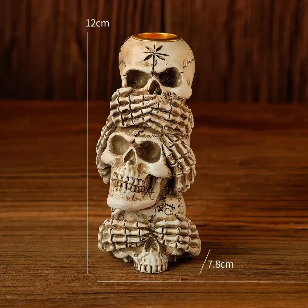 Beige resin bone skeleton candlestick holder set dining room decor