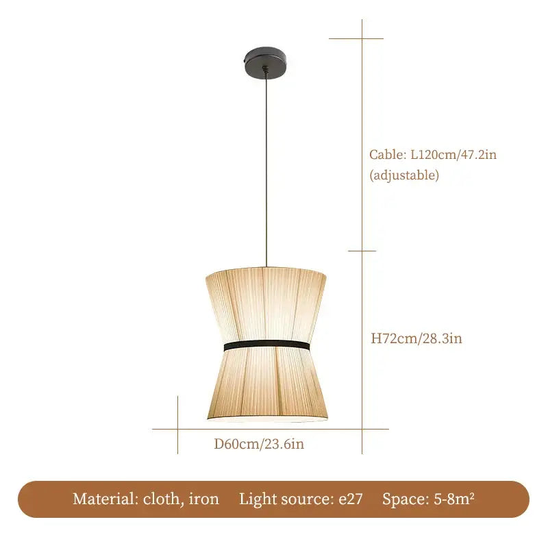 Beige tapered cocoon cloth chandelier kitchen pendant light