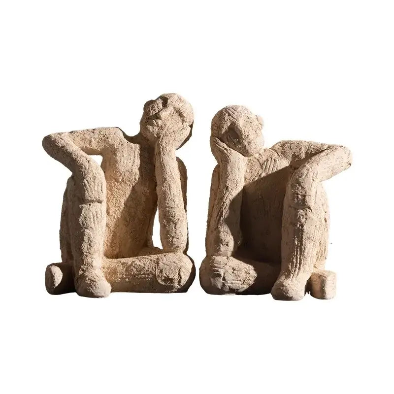 Beige textured abstract resin figurine sculpture living room decor
