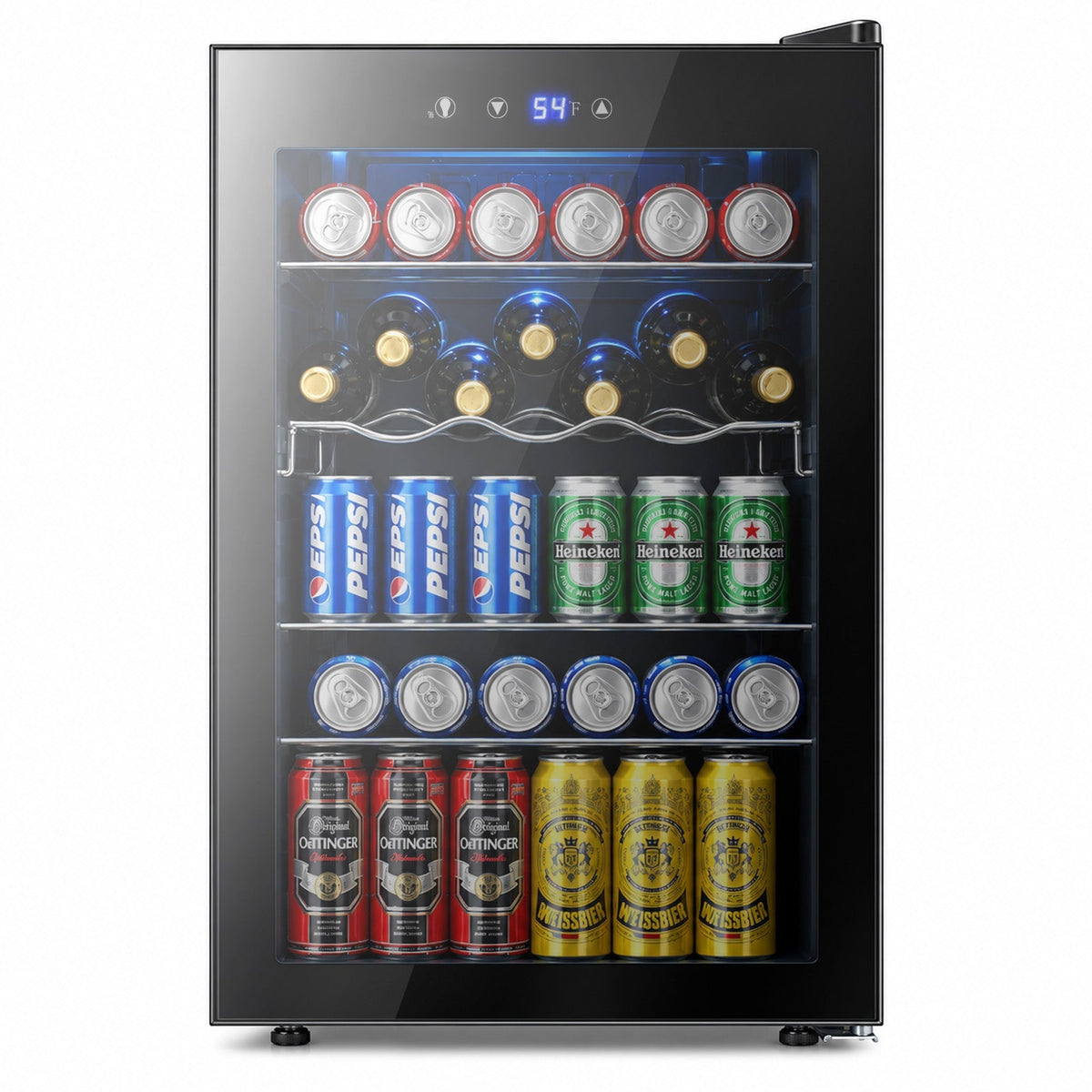 Beverage Refrigerator Cooler 4.5 Cu.Ft,145 Can Mini Fridge with Glass Door W58128BH