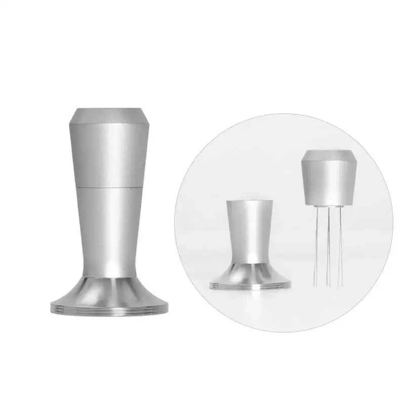 Black and stainless steel coffee distributor tamper set kitchen tool