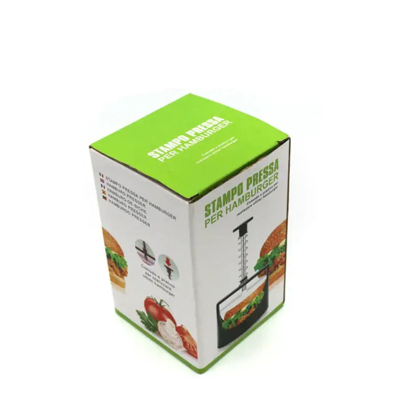 Black and white burger press kitchen meat maker with spring handle
