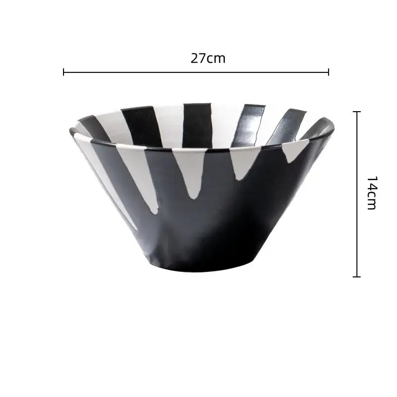 Black and white check geometric ceramic vase living room floral pot