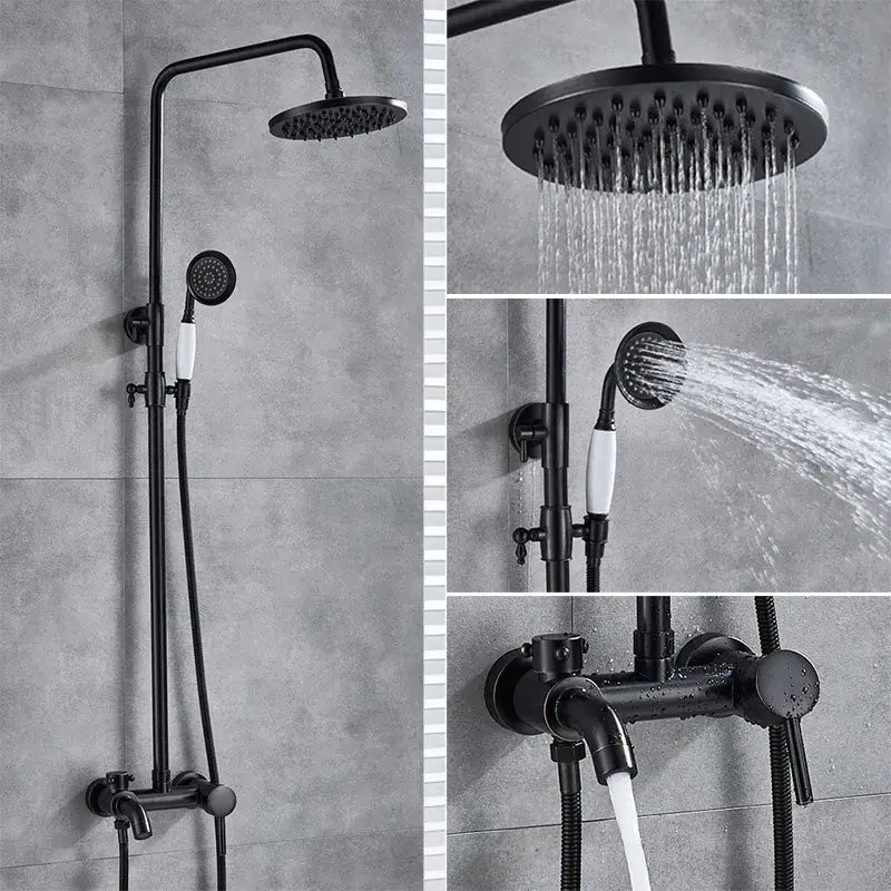 Black bronze bathroom shower set with handheld spray – bathroom