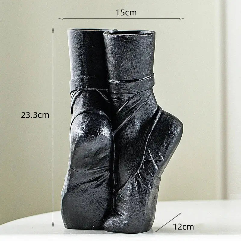 Black ceramic ballet shoes vase bedroom decor