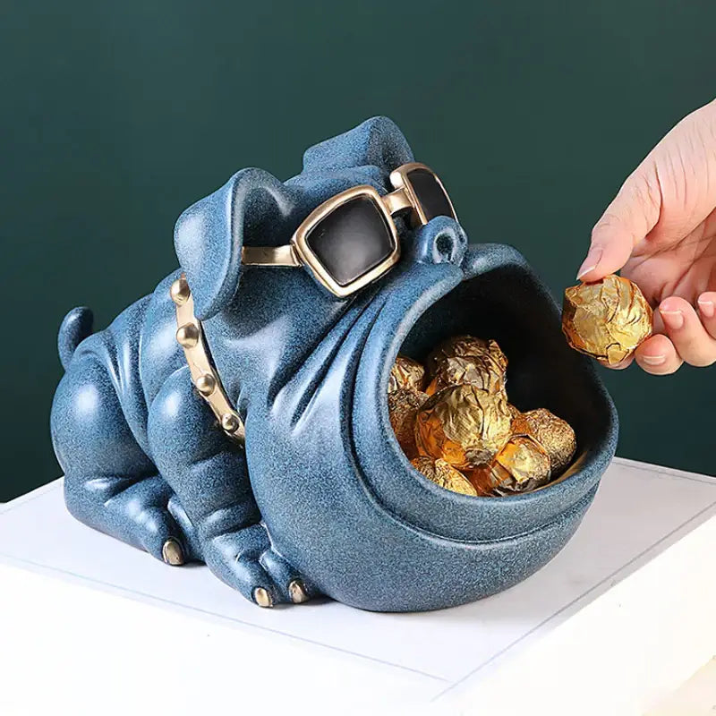 Black cool dog sculpture candy holder and coin bank living room decor