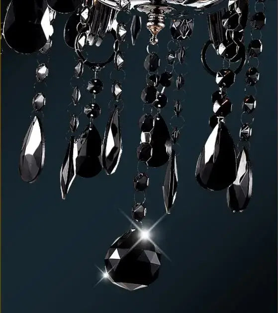 Black crystal chandelier lamps with fabric shades for dining room
