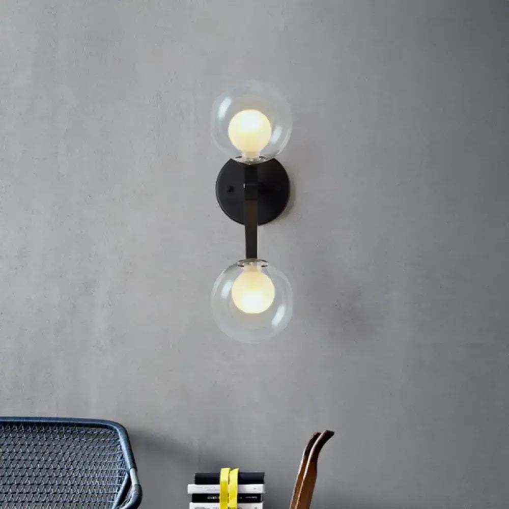 Black & gold bubble wall sconce – bedroom glass globe light