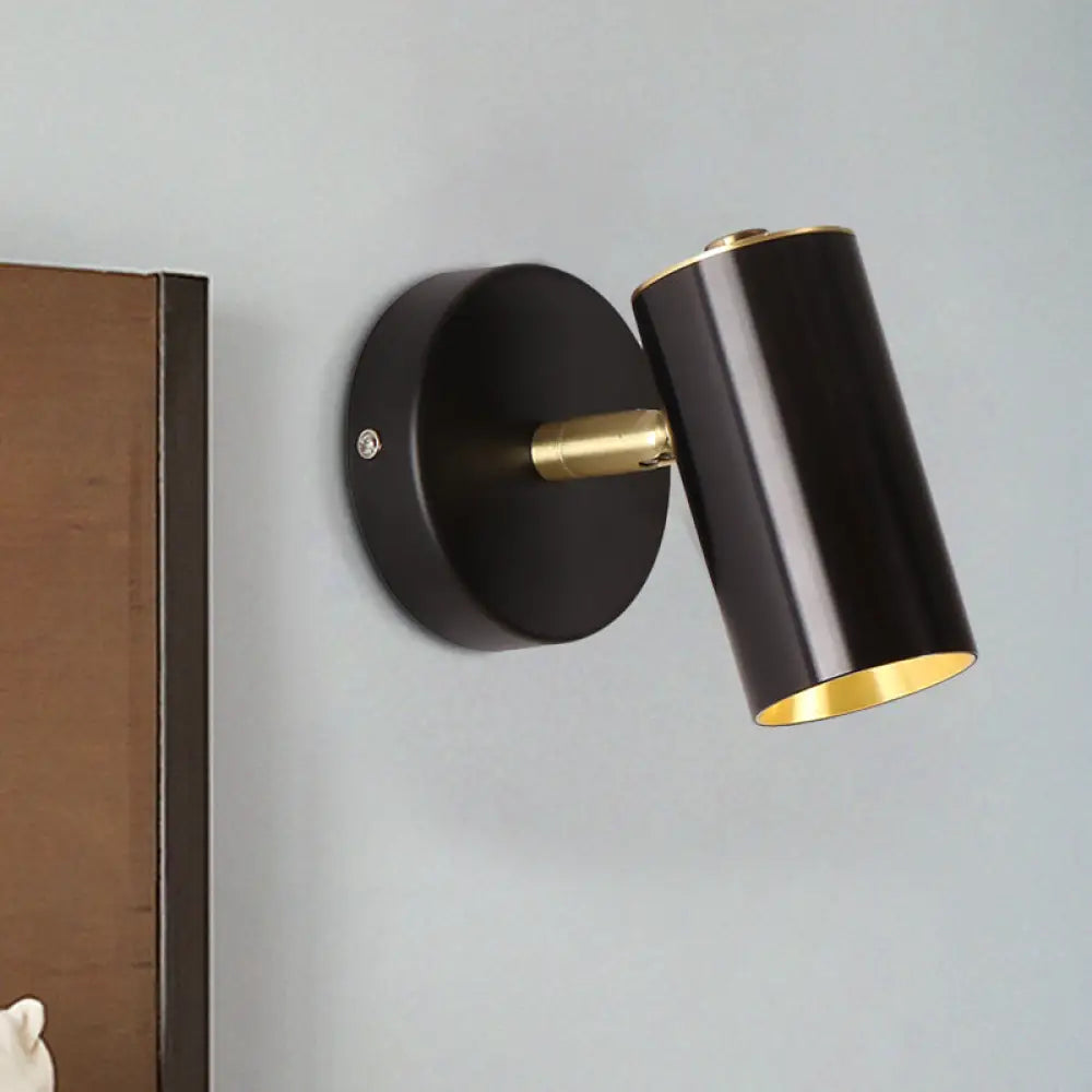 DecorBites™ Black/Gold Metallic Tube Wall Sconce with LED Light for Bedside