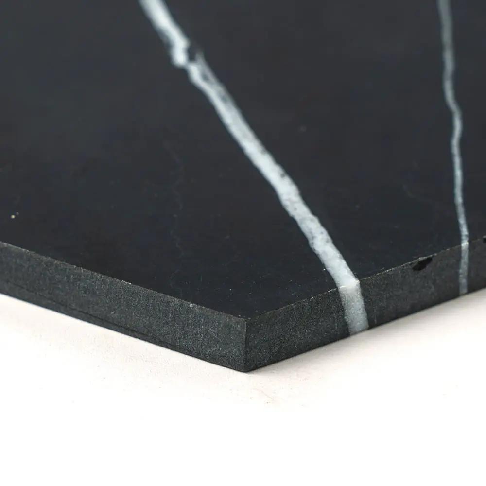 Black Honed Hexagon Marble Tiles 5 25/32x5