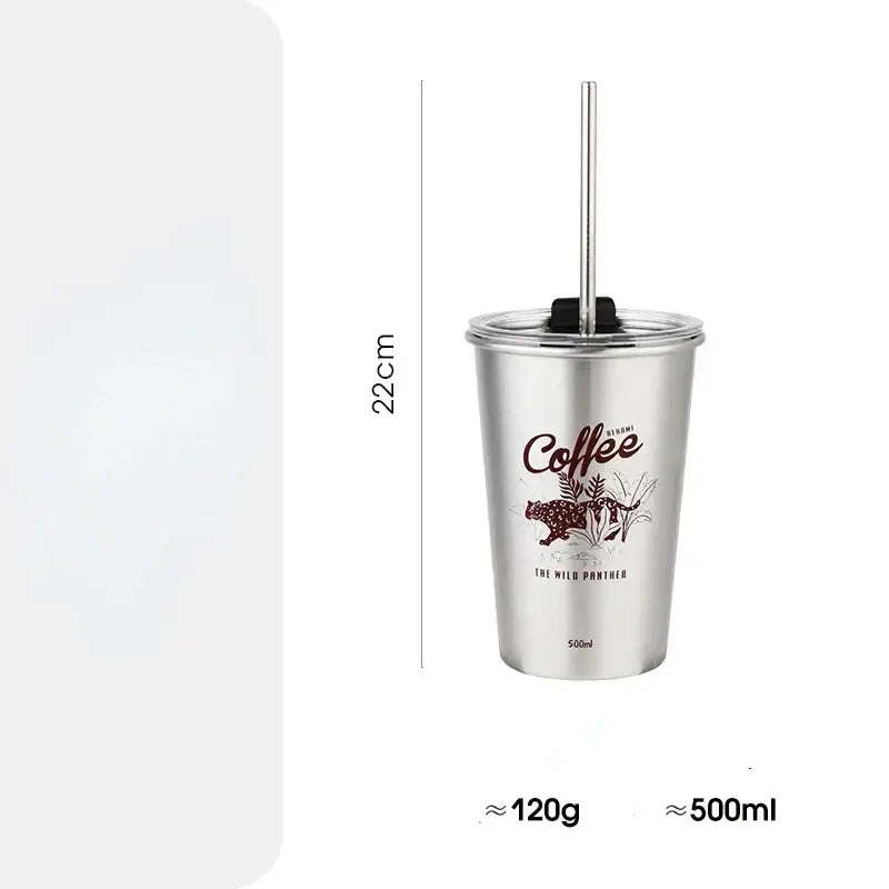 Black insulated vacation bubble tea tumbler with straw kitchen cup