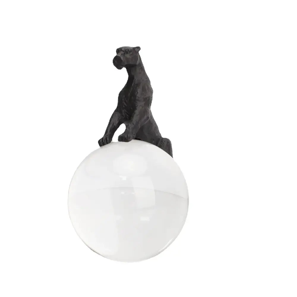Black panther crystal ball metal animal sculpture living room decor
