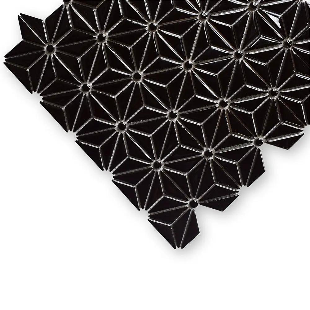 Black Pearl Glossy Triangle Colore Look Ceramic Mosaics 12x12