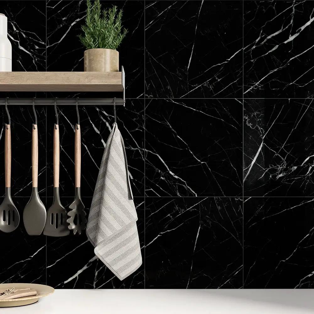 Black Polished Marble Tiles 12x12