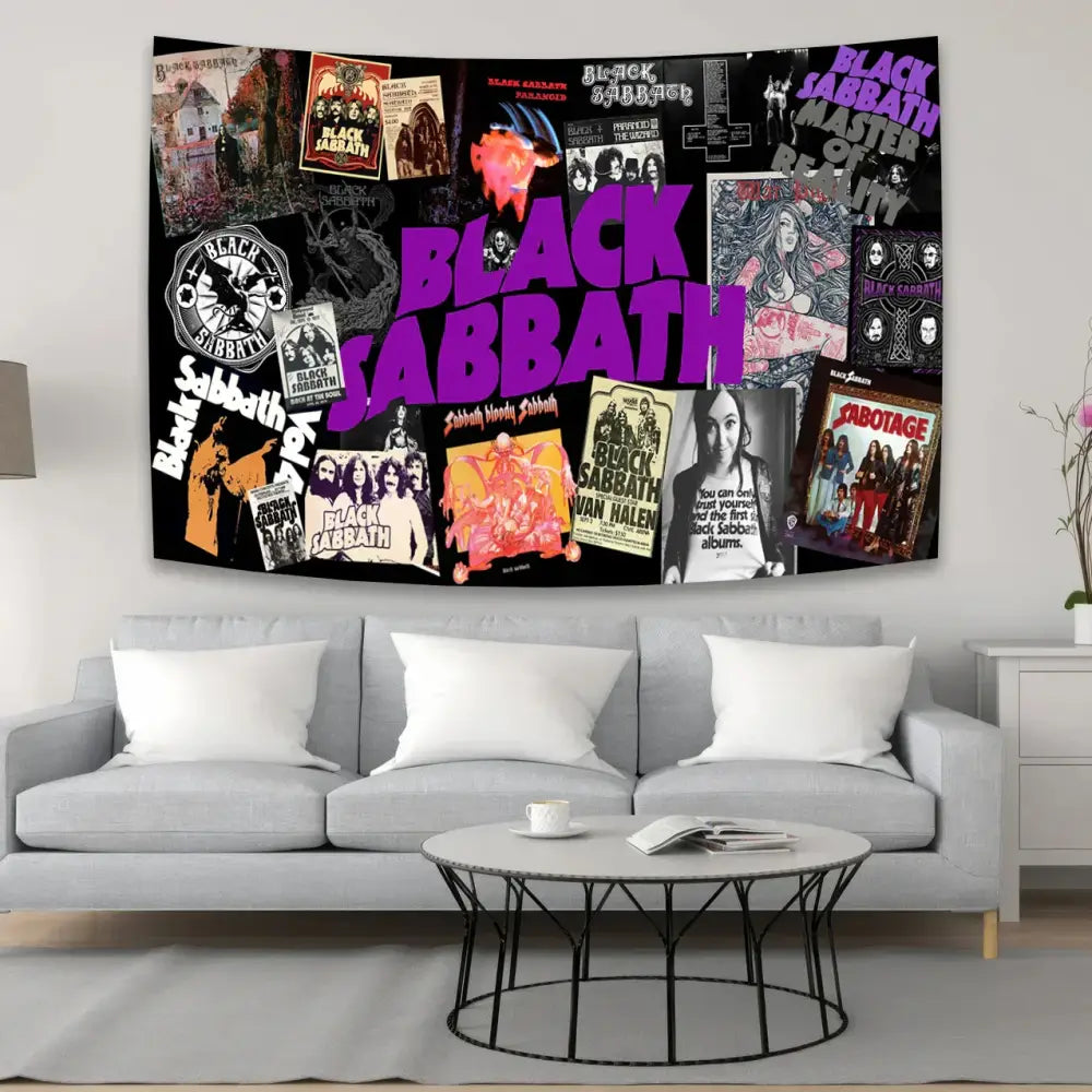 Black sabbath skull wall tapestry bedroom rock decor