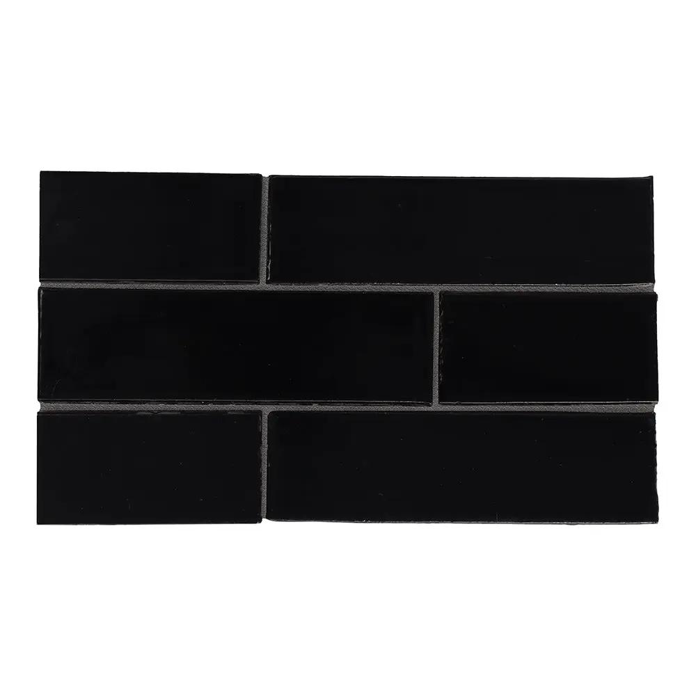 Black Vinyl Glossy Glazed Terracotta Tiles 2 1/8x7 1/2