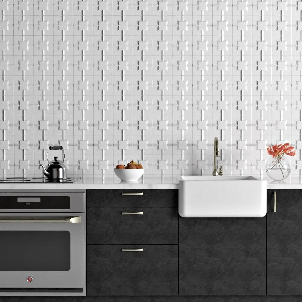 Palace Blanc Glossy Link Ceramic Wall Decos 6x6