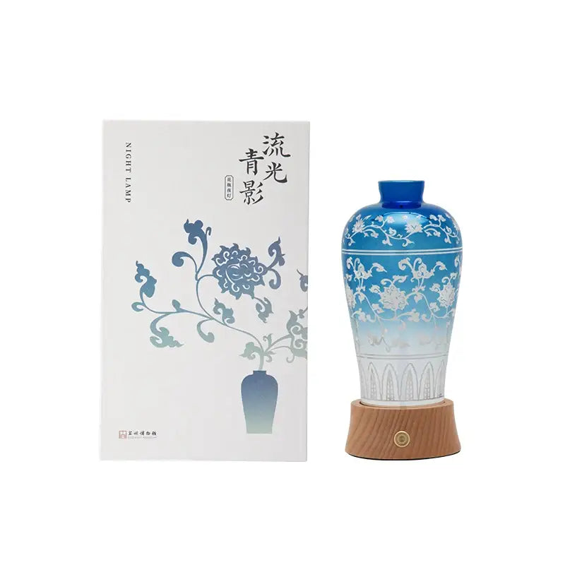 Blue and gold ceramic night light liuguang qingying vase bedroom lamp