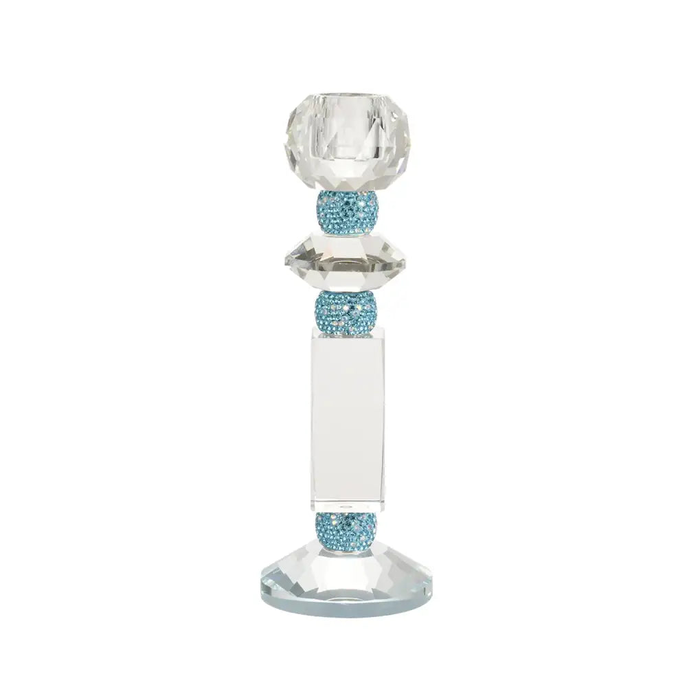 Blue diamond crystal glass candle holder dining room decor