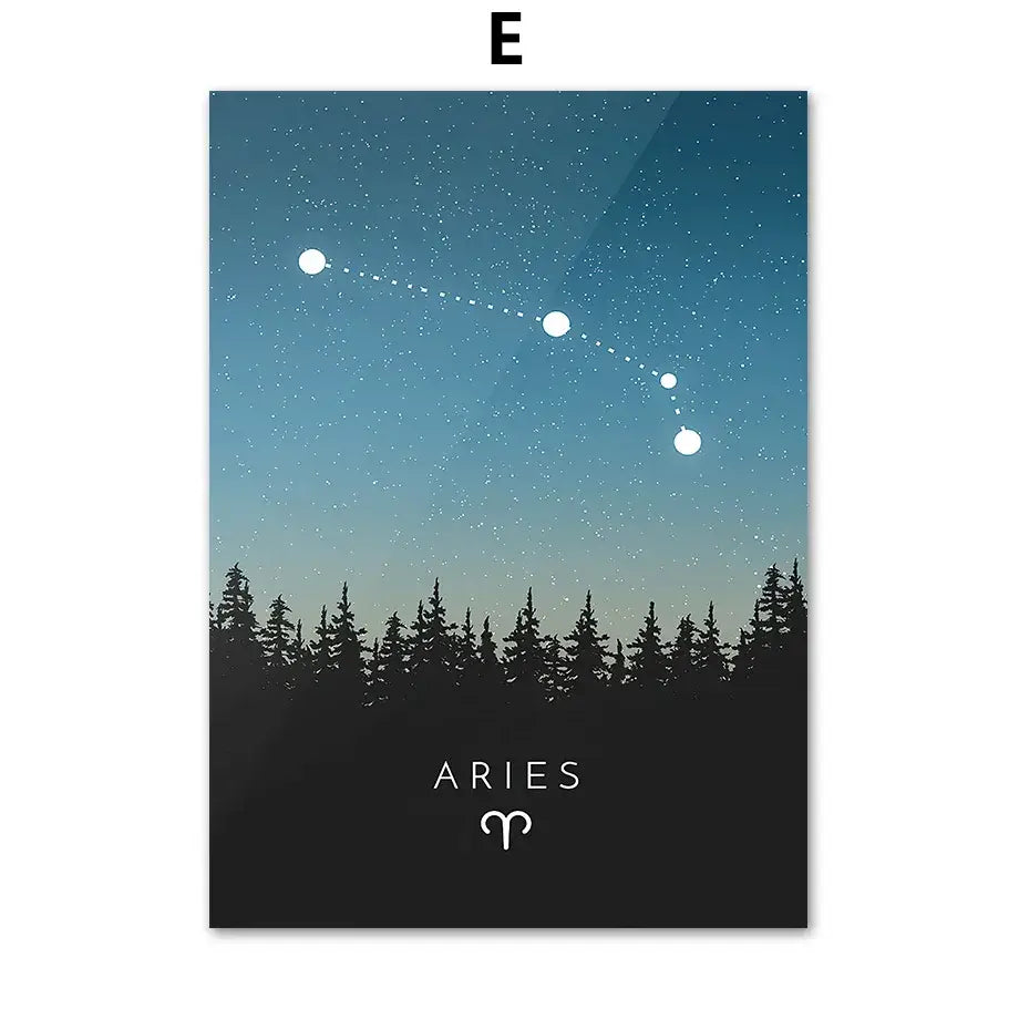 Blue leo cancer zodiac canvas art set kids room constellation prints