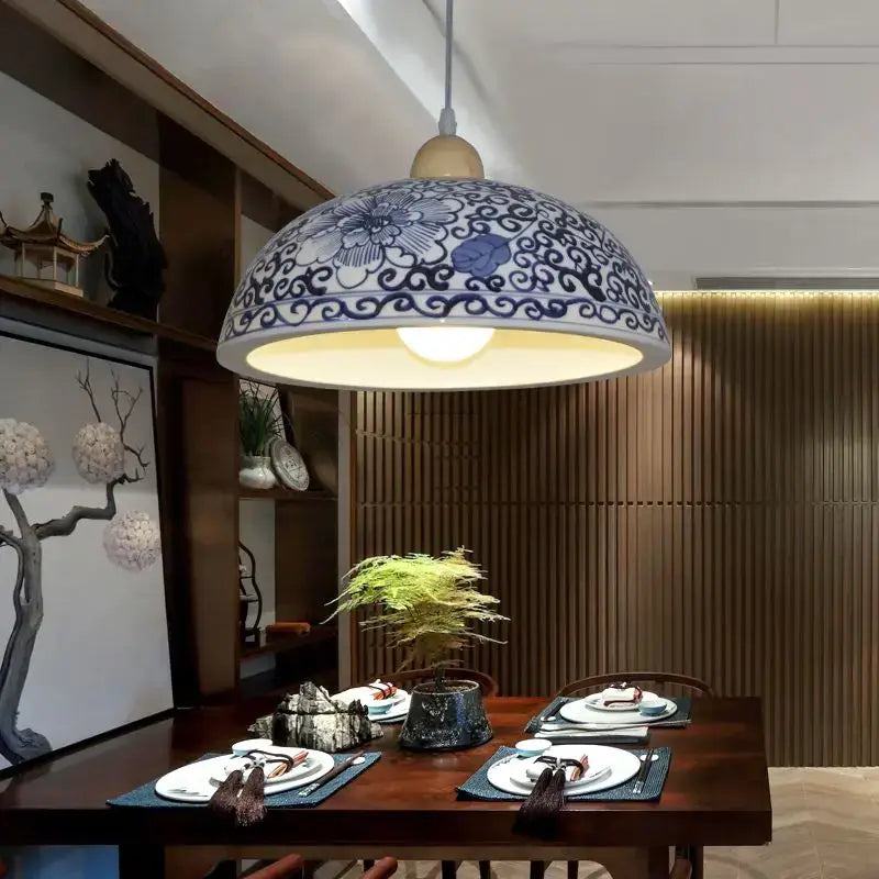 Blue white porcelain pendant chandelier dining room inflatable chef