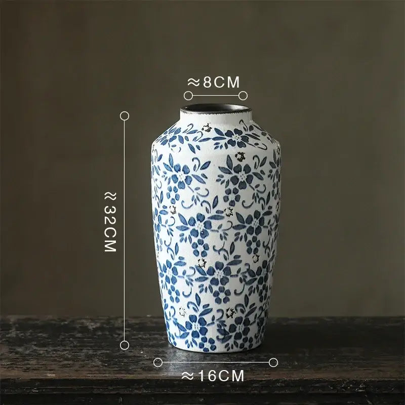 Blue white porcelain vase hydroponic living room ceramic pot