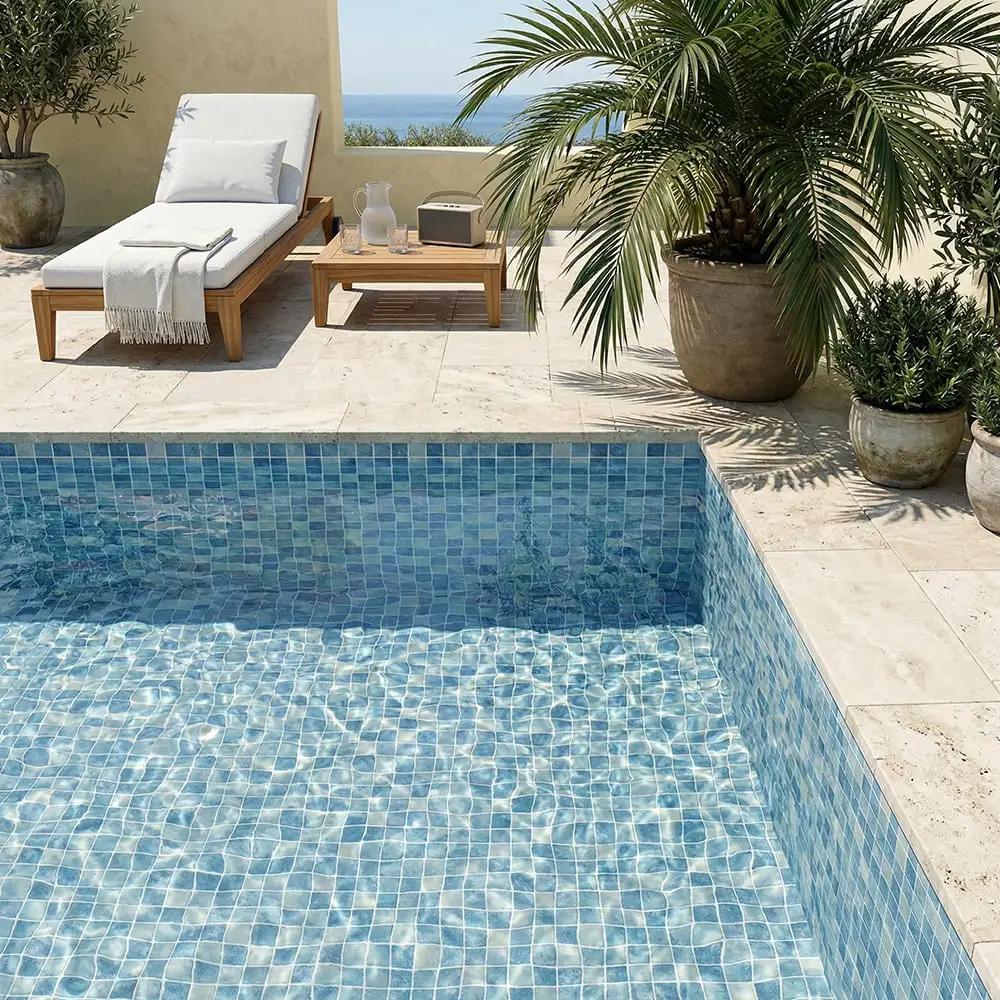 Bluestone Blend Anti Slip 1x1 Glass Mosaics 12x12