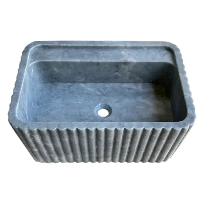 Turkish Bluestone Fluted Marble Wall Mount Sink
