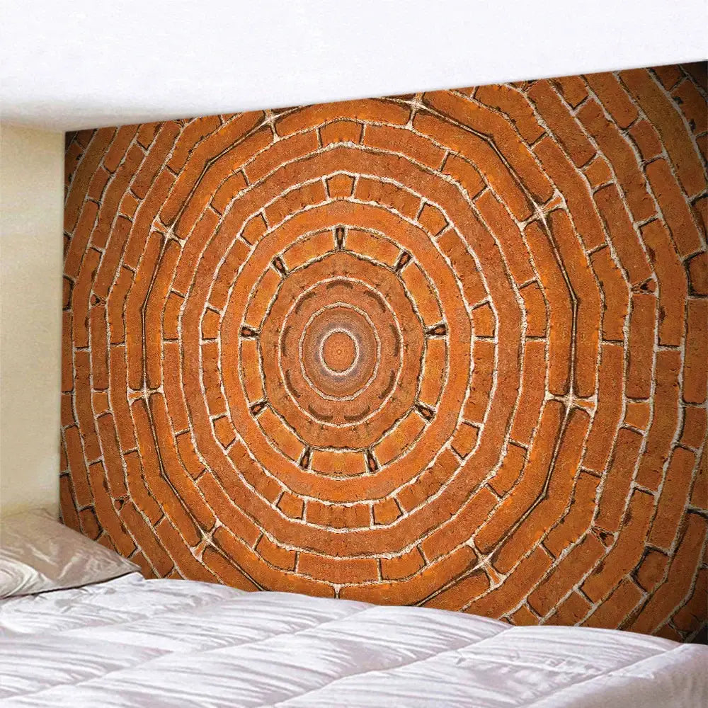 Bohemian brick wall texture mandala tapestry for bedroom decor