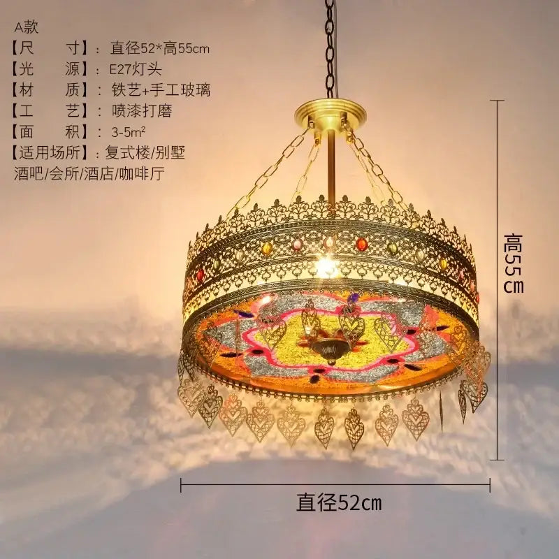 Bohemian exotic stained glass pendant lights dining room mosaic gold