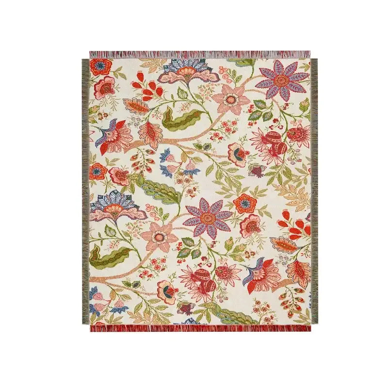 Bohemian floral leisure blanket rust and cream living room throw