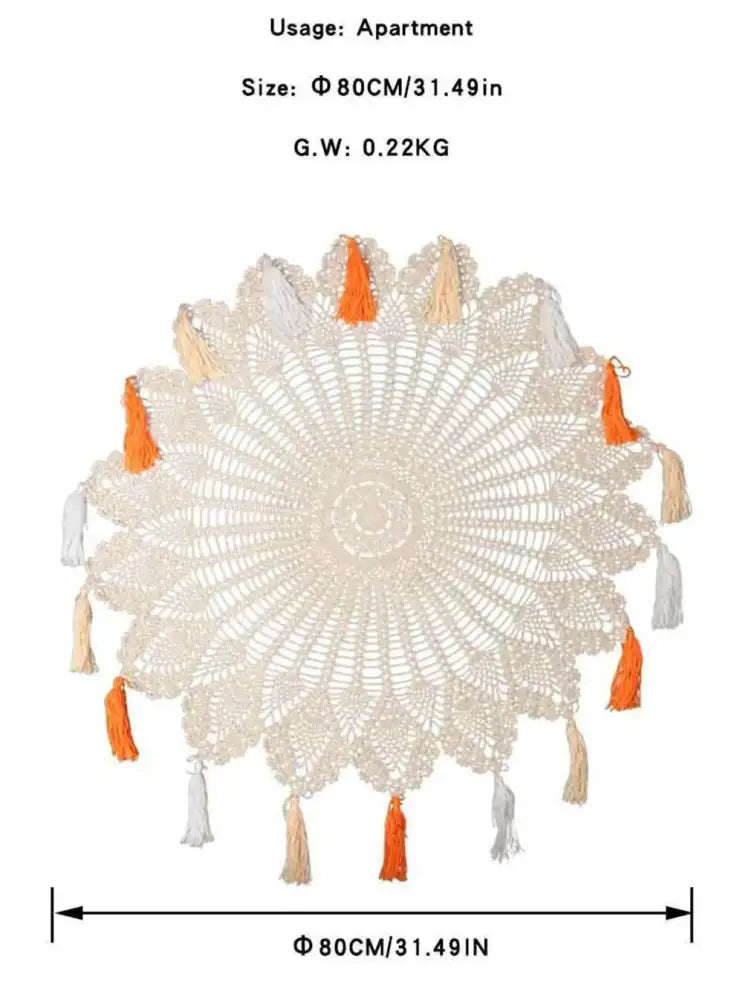 Boho cream cotton macrame tassel wall hanging for living room