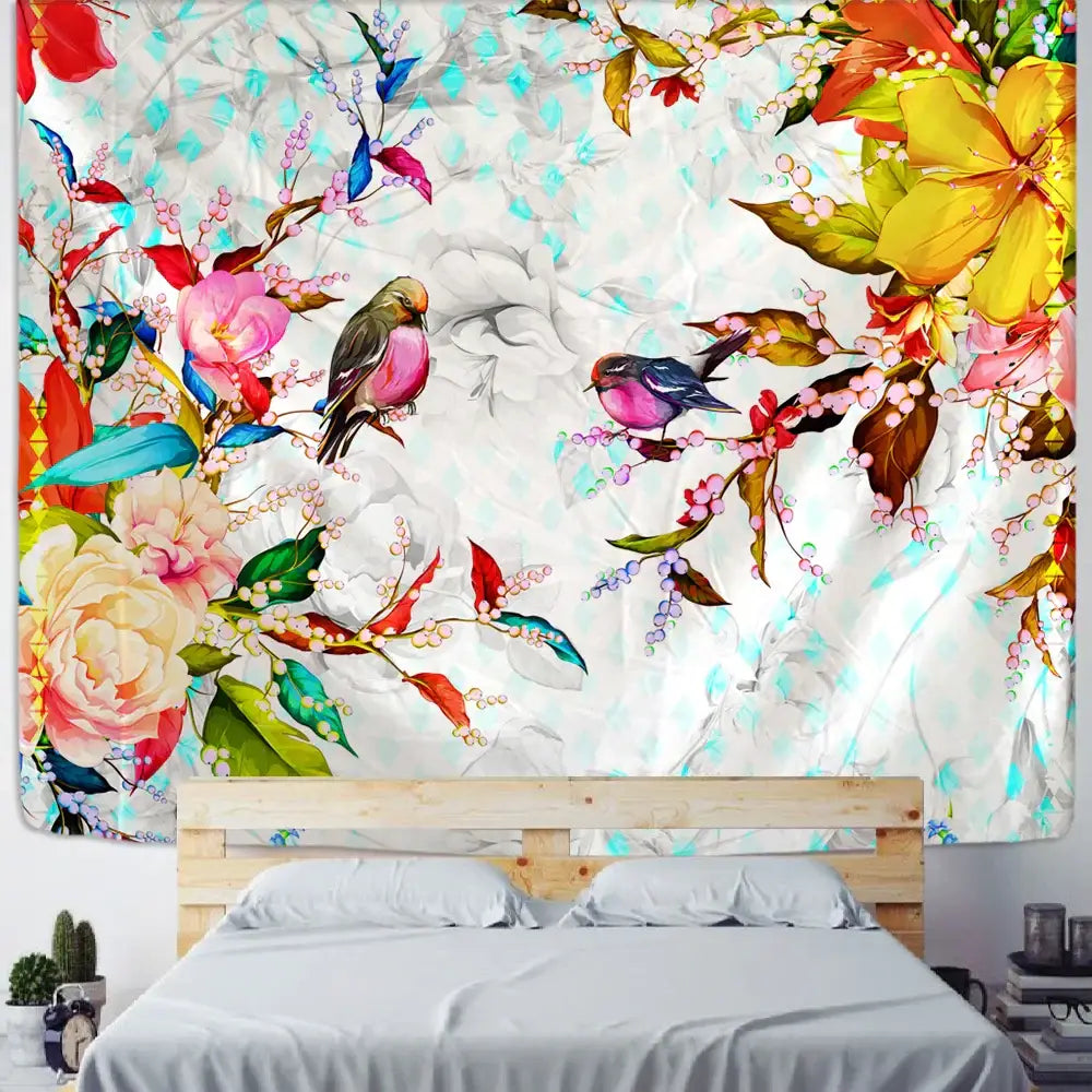 Botanical flying bird wall hanging for living room decor