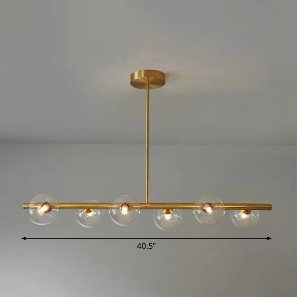DecorBites™ Brass Plated Glass Sphere Island Pendant Light - Modern Hanging Lighting for Dining Room